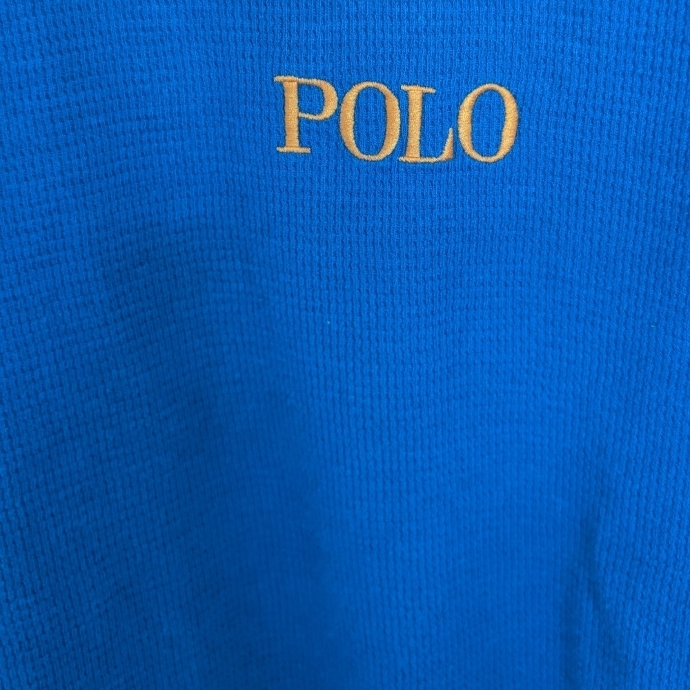 Polo Ralph Lauren Thermal Shirt Men's XL Colorblock Blue Orange Embroidered - Picture 2 of 6